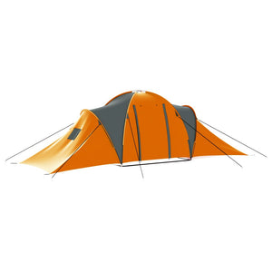 Galleria Design Camping Tent 9 Persons Fabric Grey and Orange