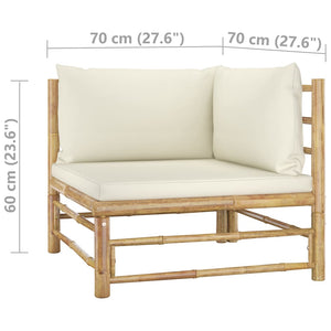 Galleria Design 6 Piece Garden Lounge Set with Cream White Cushions Bamboo