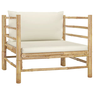Galleria Design 6 Piece Garden Lounge Set with Cream White Cushions Bamboo
