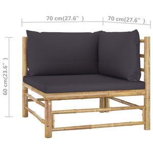 Galleria Design 3 Piece Garden Lounge Set with Dark Grey Cushions Bamboo