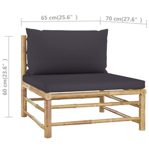 Galleria Design 3 Piece Garden Lounge Set with Dark Grey Cushions Bamboo