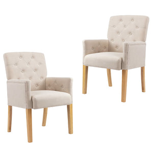Galleria Design Dining Chairs with Armrests 2 pcs Beige Fabric