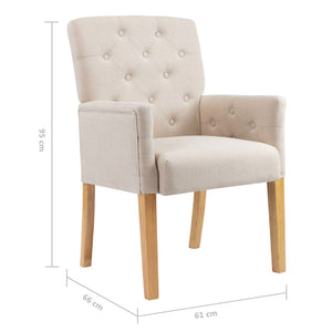 Galleria Design Dining Chairs with Armrests 2 pcs Beige Fabric