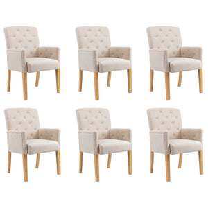 Galleria Design Dining Chairs with Armrests 2 pcs Beige Fabric