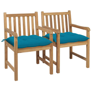 Galleria Design Garden Chairs 2 pcs with Light Blue Cushions Solid Teak Wood