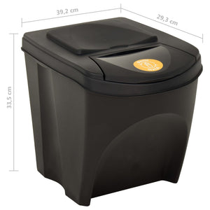 Galleria Design Stackable Dustbins 3 pcs Anthracite 75 L
