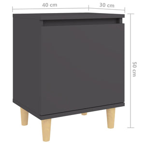 Galleria Design Bed Cabinet with Solid Wood Legs Grey 40x30x50 cm