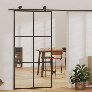 Galleria Design Sliding Door ESG Glass and Aluminium 102x205 cm Black