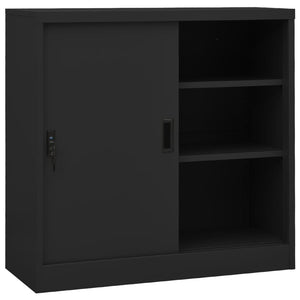 Galleria Design Office Cabinet with Sliding Door Anthracite 90x40x90 cm Steel