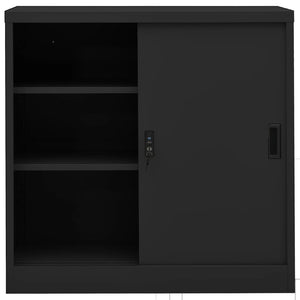 Galleria Design Office Cabinet with Sliding Door Anthracite 90x40x90 cm Steel