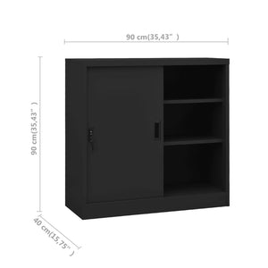 Galleria Design Office Cabinet with Sliding Door Anthracite 90x40x90 cm Steel