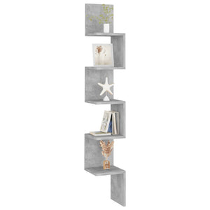 Galleria Design Wall Corner Shelf Concrete Grey 20x20x127.5 cm Engineered Wood
