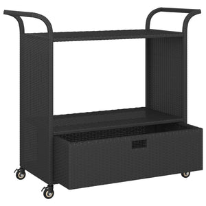 Galleria Design Bar Cart with Drawer Black 100x45x97 cm Poly Rattan