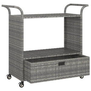 Galleria Design Bar Cart with Drawer Grey 100x45x97 cm Poly Rattan
