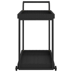 Galleria Design Bar Cart Black 100x45x83 cm Poly Rattan