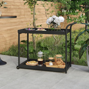 Galleria Design Bar Cart Black 100x45x83 cm Poly Rattan