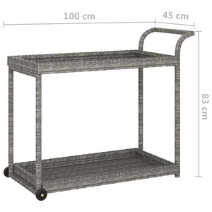 Galleria Design Bar Cart Grey 100x45x83 cm Poly Rattan