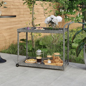 Galleria Design Bar Cart Grey 100x45x83 cm Poly Rattan