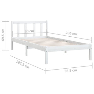 Galleria Design 810068 Galleria Design Bed Frame without Mattress White Solid Wood 90x200 cm