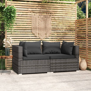 Galleria Design 2-Seater Sofa with Cushions Black Poly Rattan