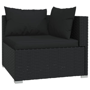Galleria Design 3-Seater Sofa with Cushions Black Poly Rattan