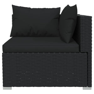 Galleria Design 3-Seater Sofa with Cushions Black Poly Rattan