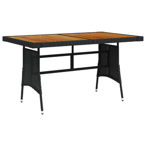 Galleria Design Garden Table Black 130x70x72 cm Poly Rattan & Solid Acacia Wood