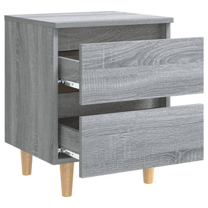 Galleria Design Bed Cabinet with Solid Wood Legs Grey Sonoma 40x35x50 cm