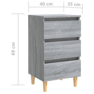 Galleria Design Bed Cabinets with Solid Wood Legs 2 pcs Grey Sonoma 40x35x69 cm