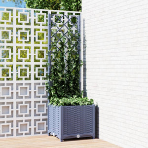 Galleria Design Garden Planter with Trellis Blue Grey 120x40x136 cm PP