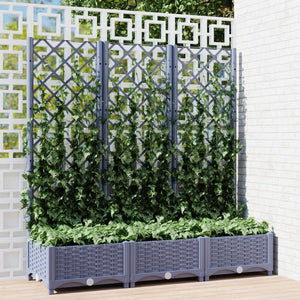 Galleria Design Garden Planter with Trellis Blue Grey 120x40x136 cm PP