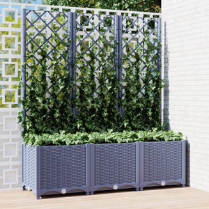 Galleria Design Garden Planter with Trellis Blue Grey 120x40x136 cm PP