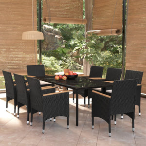 Galleria Design 9 Piece Garden Dining Set with Cushions Black