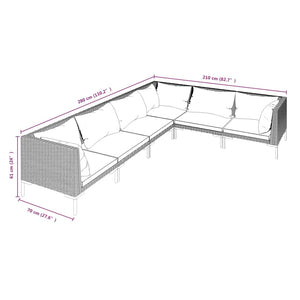 Galleria Design 6 Piece Garden Lounge Set with Cushions Poly Rattan Dark Grey