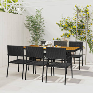 Galleria Design 7 Piece Outdoor Dining Set Poly Rattan Black