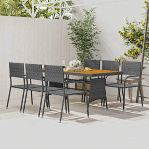 Galleria Design 7 Piece Outdoor Dining Set Poly Rattan Grey