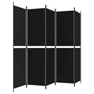 Galleria Design 5-Panel Room Divider Black 250x200 cm Fabric
