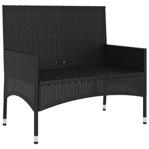 Galleria Design 2-Seater Garden Bench with Cushions Black Poly Rattan