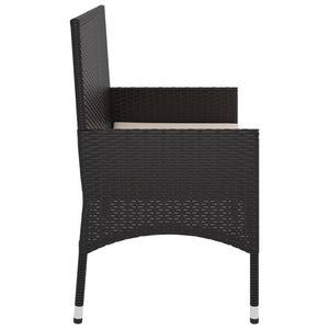 Galleria Design 2-Seater Garden Bench with Cushions Black Poly Rattan
