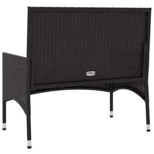 Galleria Design 2-Seater Garden Bench with Cushions Black Poly Rattan