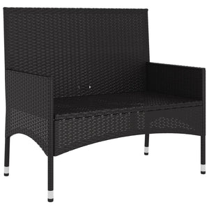 Galleria Design 2-Seater Garden Bench with Cushions Black Poly Rattan