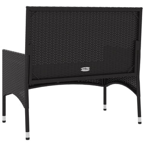 Galleria Design 2-Seater Garden Bench with Cushions Black Poly Rattan