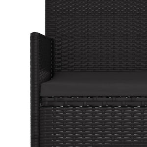 Galleria Design 2-Seater Garden Bench with Cushions Black Poly Rattan