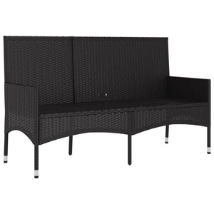 Galleria Design 3-Seater Garden Bench with Cushions Black Poly Rattan