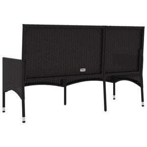 Galleria Design 3-Seater Garden Bench with Cushions Black Poly Rattan