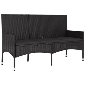 Galleria Design 4 Piece Garden Lounge Set with Cushions Black Poly Rattan