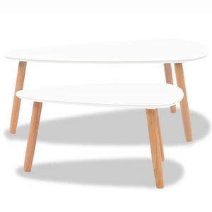 Galleria Design Coffee Table Set 2 Pieces Solid Pinewood White