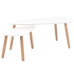 Galleria Design Coffee Table Set 2 Pieces Solid Pinewood White