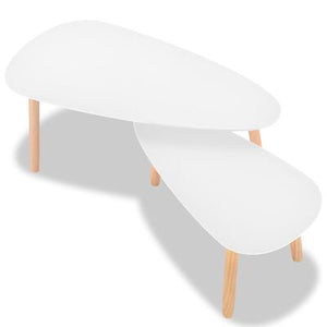 Galleria Design Coffee Table Set 2 Pieces Solid Pinewood White