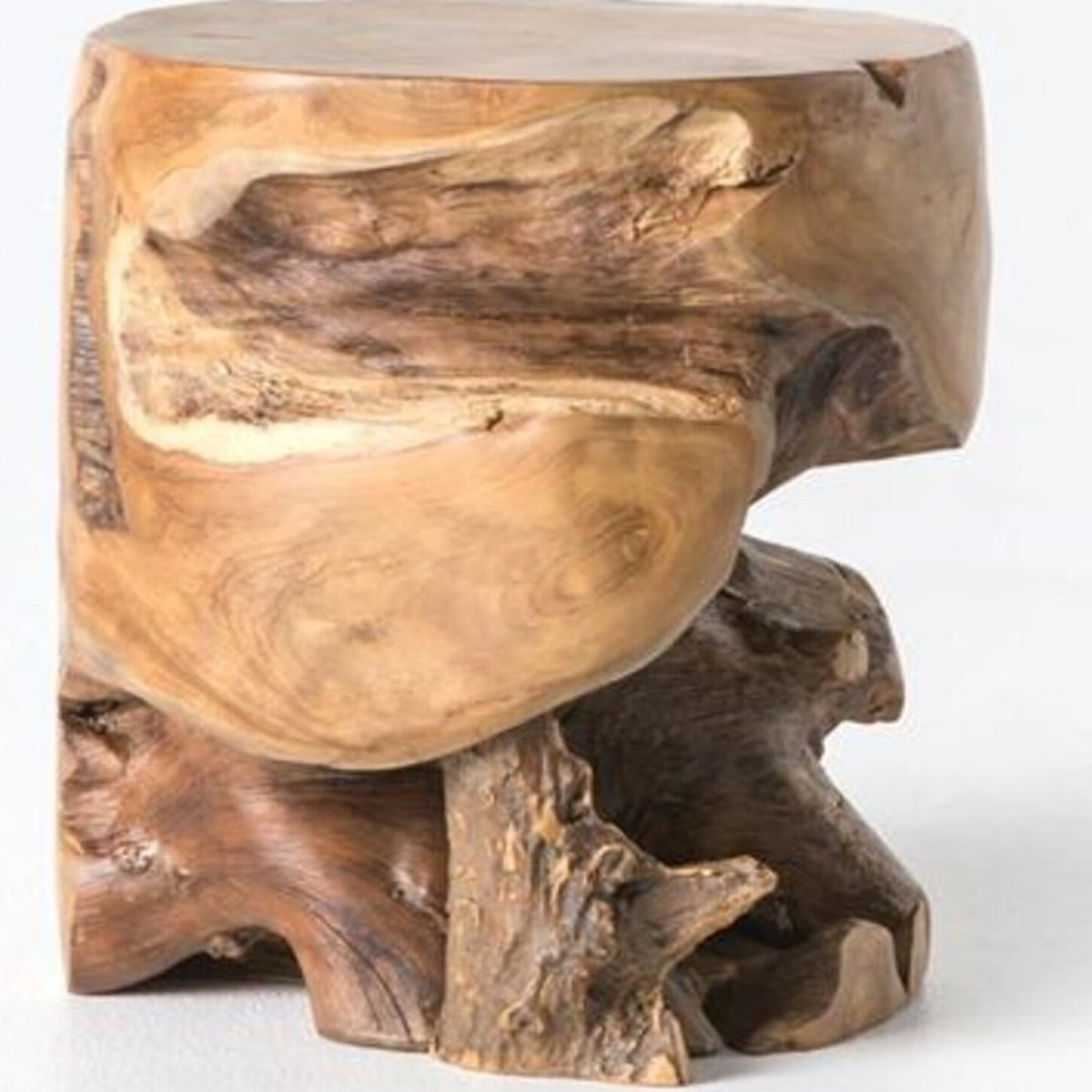 Galleria Design&#39;s Natural Unfinished Teak Wood Side Table &amp; Stool